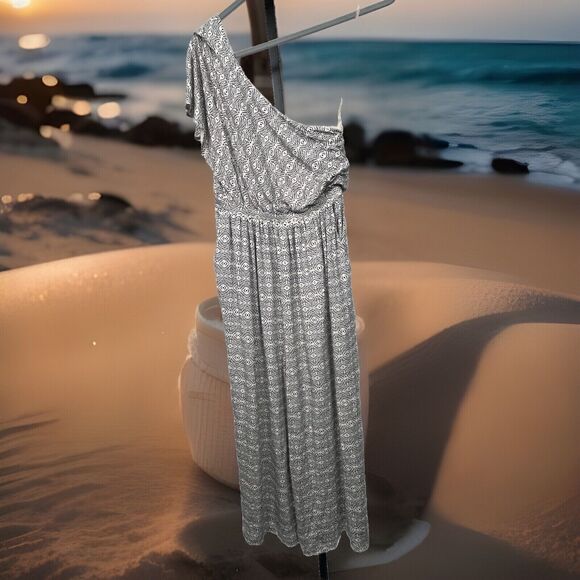 Anthropologie Maeve Jumpsuit Wide Leg Flutter Sleeve 1 Shoulder Pockets Jamie XS - Picture 3 of 5